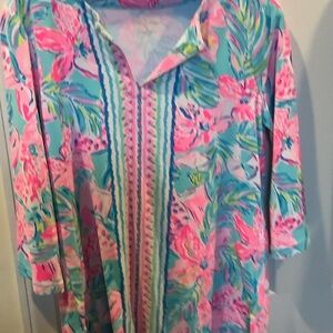 Lilly Pulitzer Vibrant Pink and Blue Top